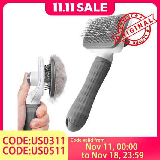 2 In 1 Grooming Brush, Massaging Deshedder With Easy Cleanup