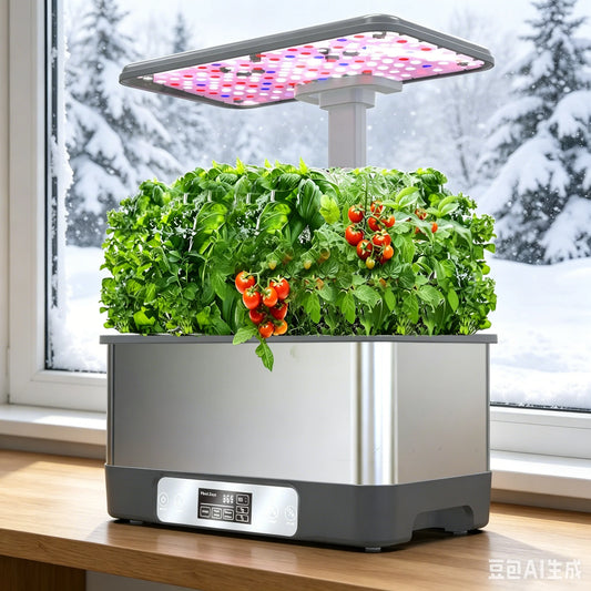 BHTNYOO Indoor Hydroponic Garden With 8 LED Grow Lights