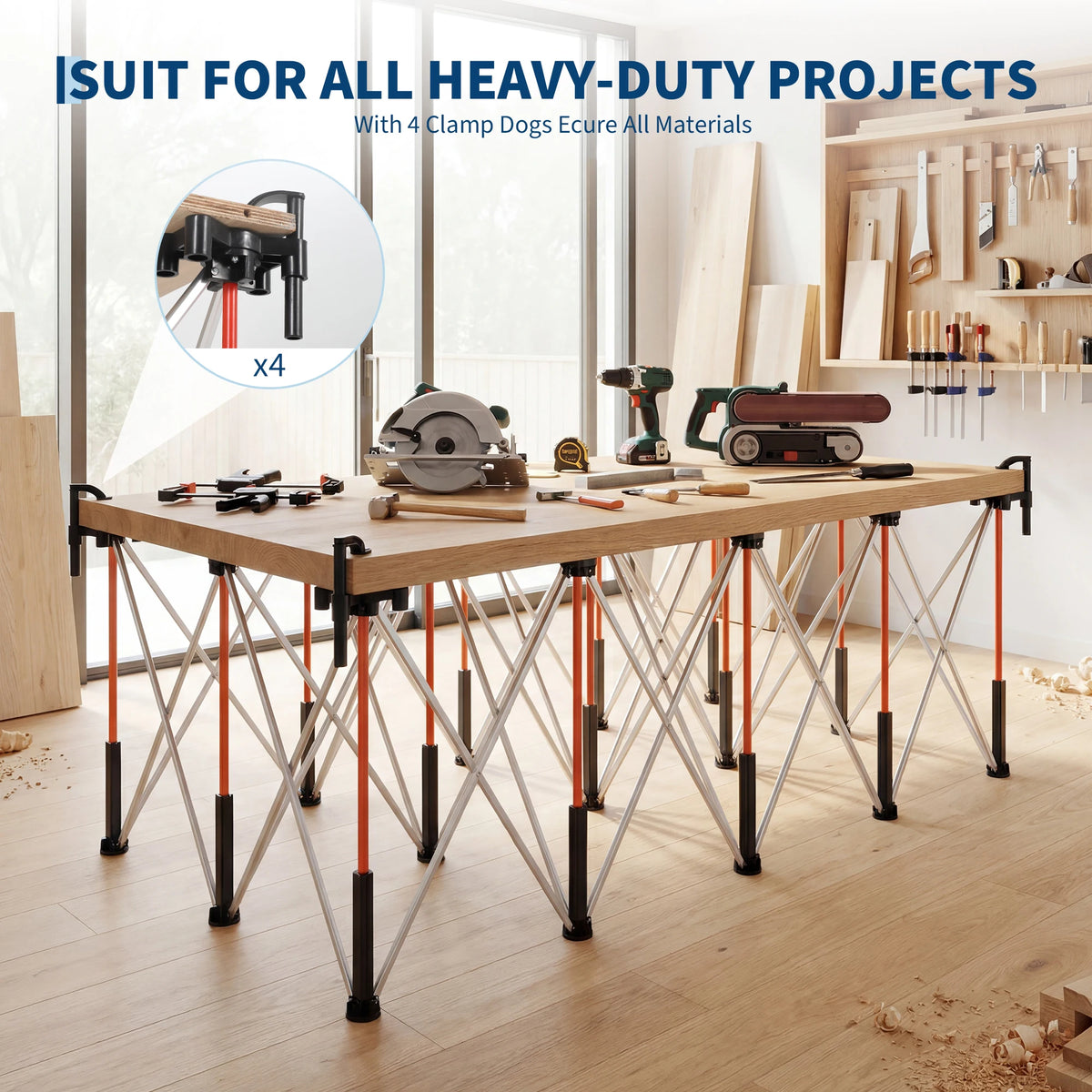 Heavy Duty Folding Workbench Quick Clamps For Woodworking And DIY