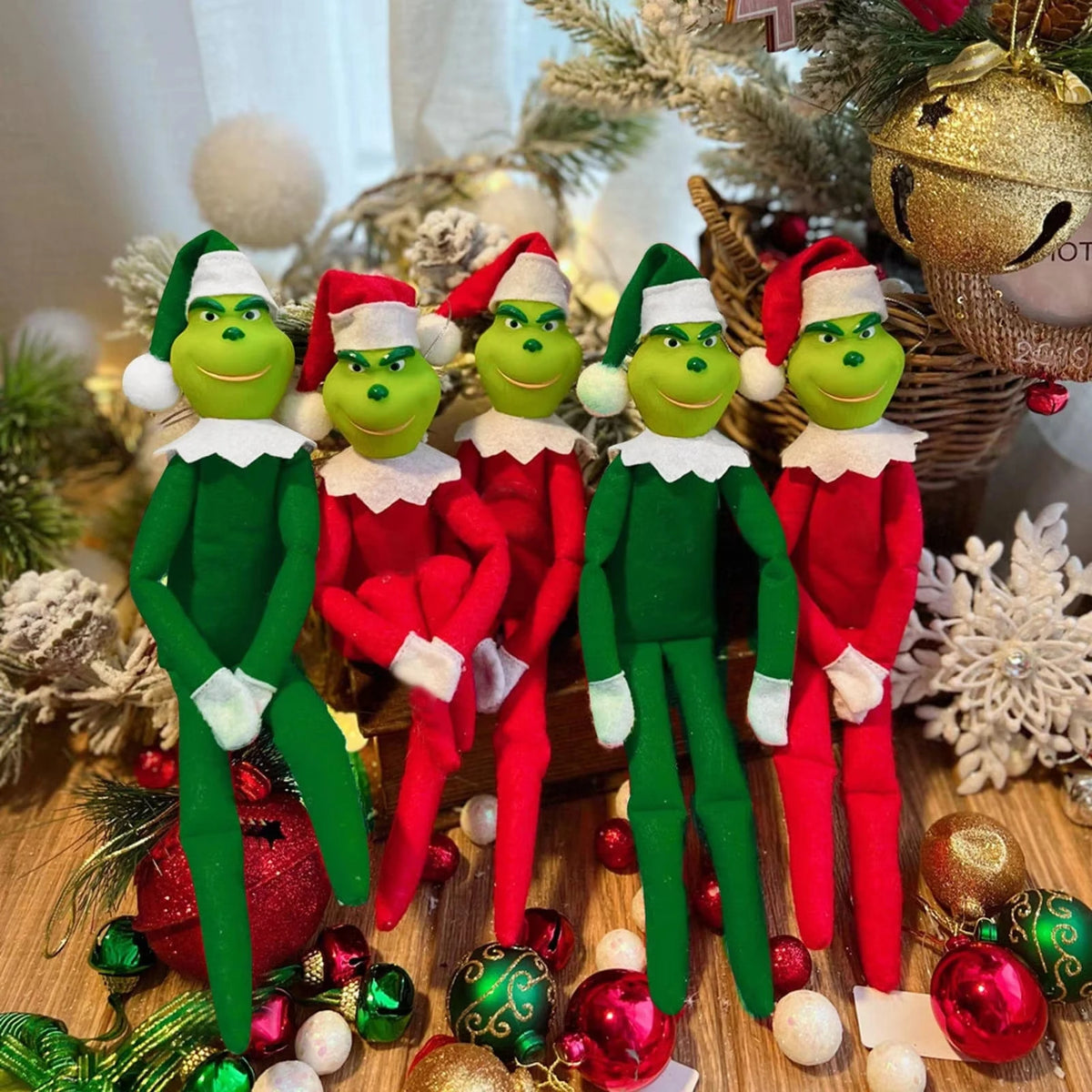 Christmas Elf Doll Plush Figure Holiday Shelf Decoration Ornament Collectible