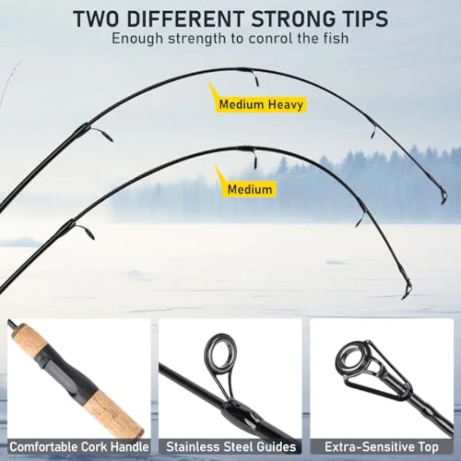 Portable Ice Fishing Rod And Reel Combo Set With Tackle