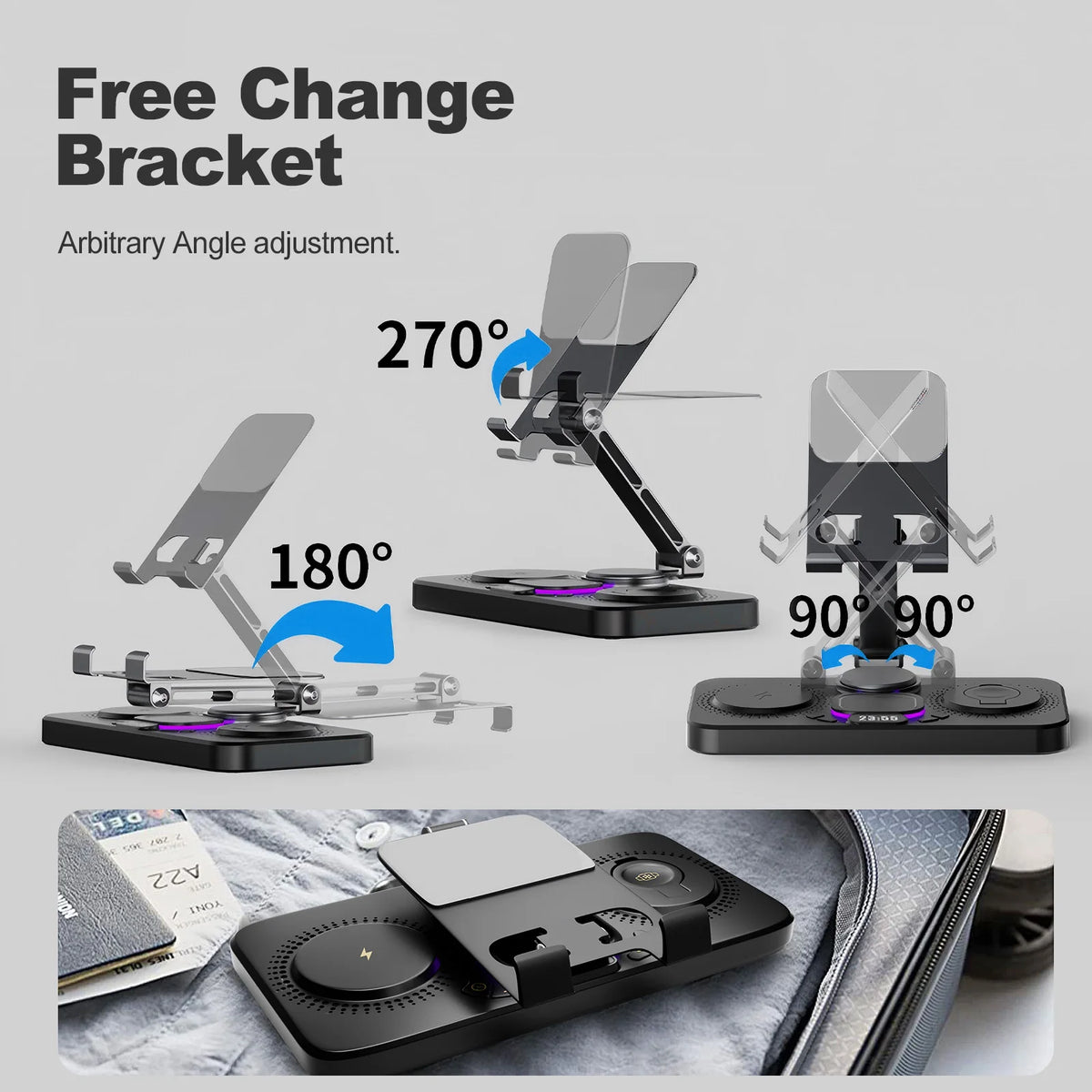 Apple Device Wireless Charging Station With Night Lamp And Clock