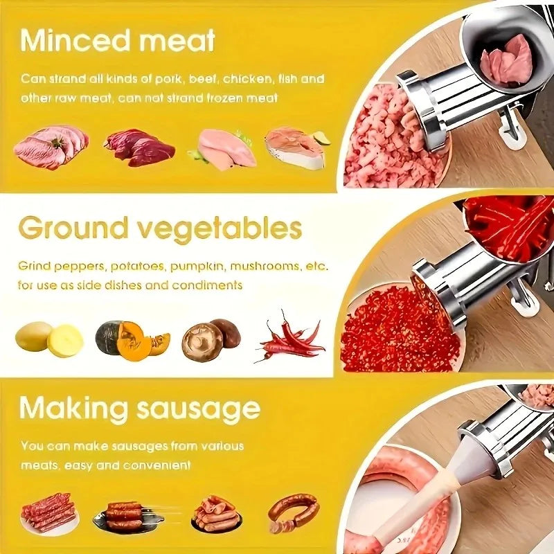 Stainless Steel Manual Meat Grinder And Hand Crank Sausage Stuffer