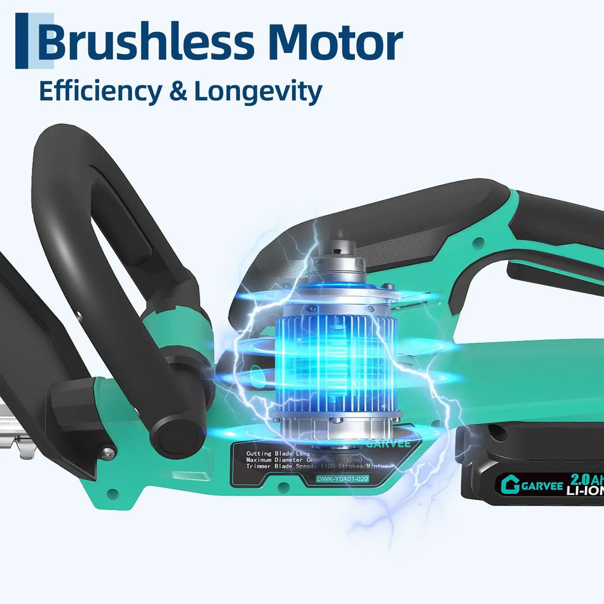 Cordless Hedge Trimmer 22 inch, 20V Electric Bush Trimmer with 2×2.0Ah Batteries & Charger, Dual-Action Steel Blade, 3000SPM, Lightweight Handheld Grass & Shrub Cutter for Garden Yard Lawn