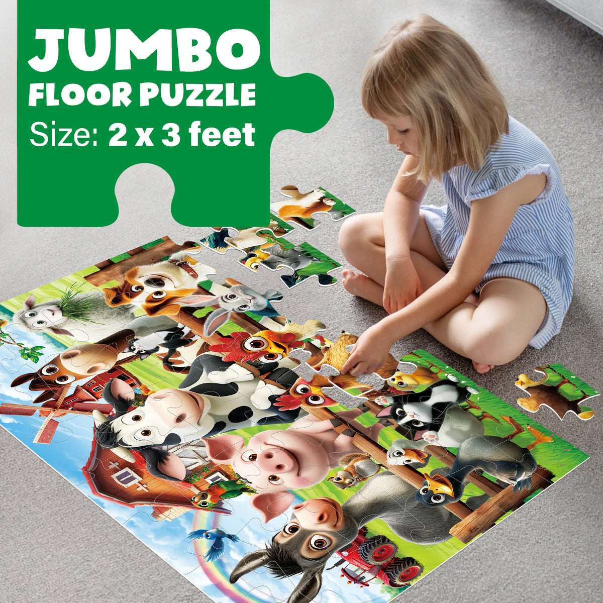 Farm Animal Floor Jigsaw Puzzles For Early Learning Kids