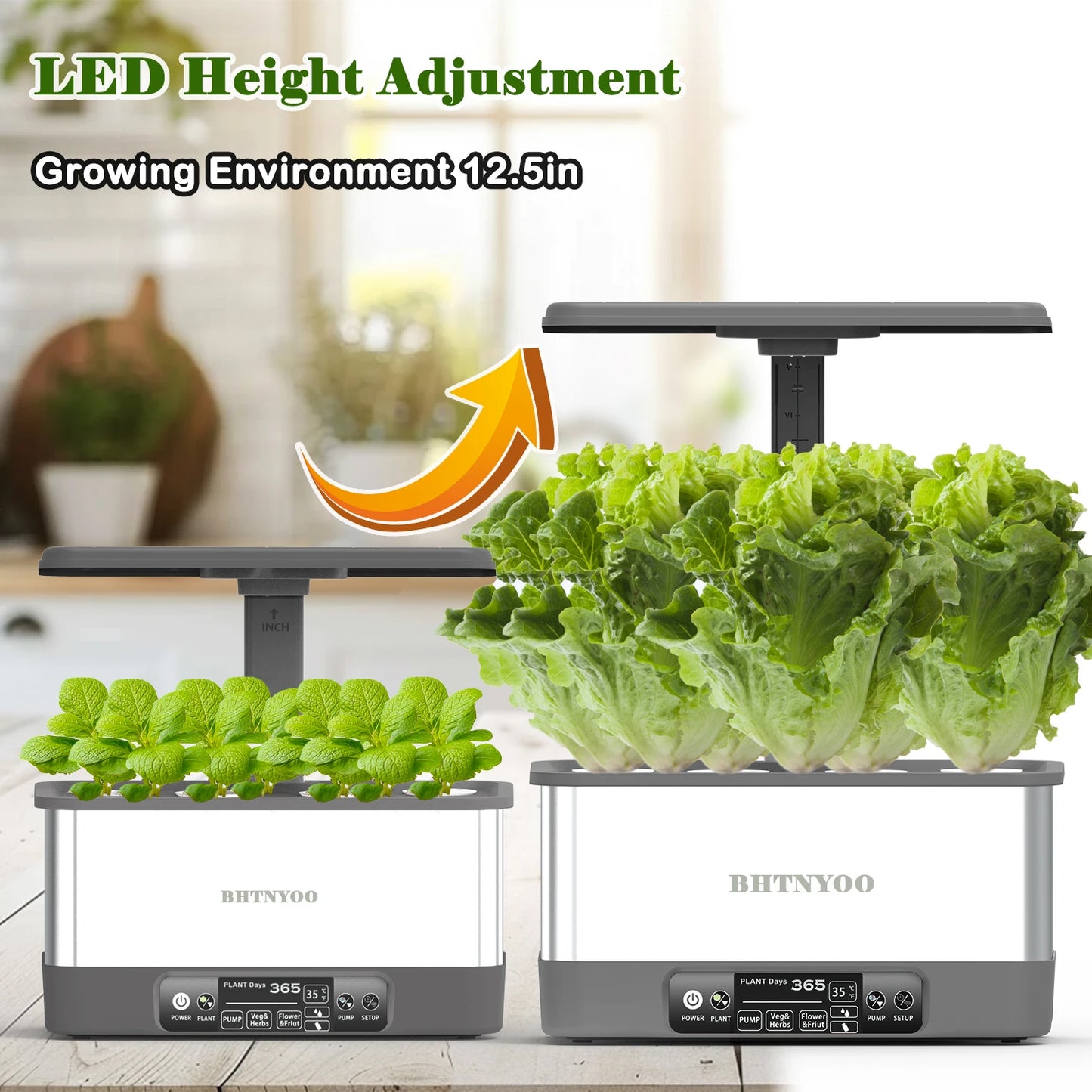 BHTNYOO Indoor Hydroponic Garden With 8 LED Grow Lights