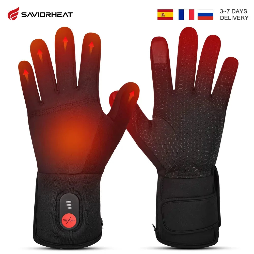 Savior Heated Gloves Electric Skiing Winter Warm Support Touch Screen Glove Men Women Snowboarding Thermal Skiing Liner Outdoor