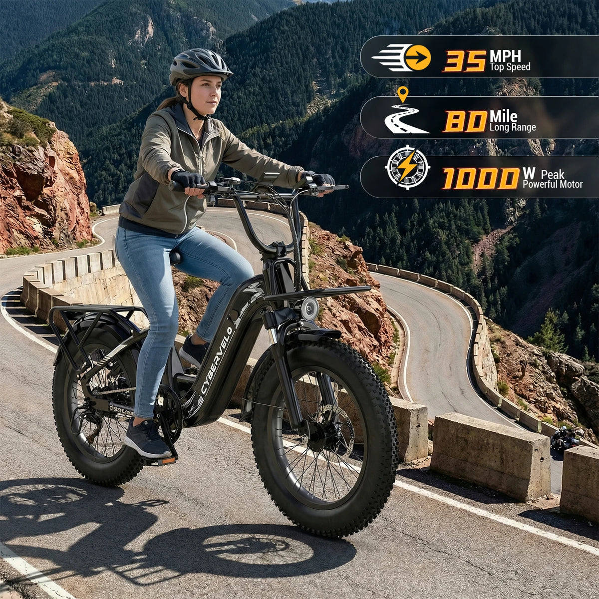 CBVELO EK8 1000W Peak Step-Through Fat Tire Electric Bike