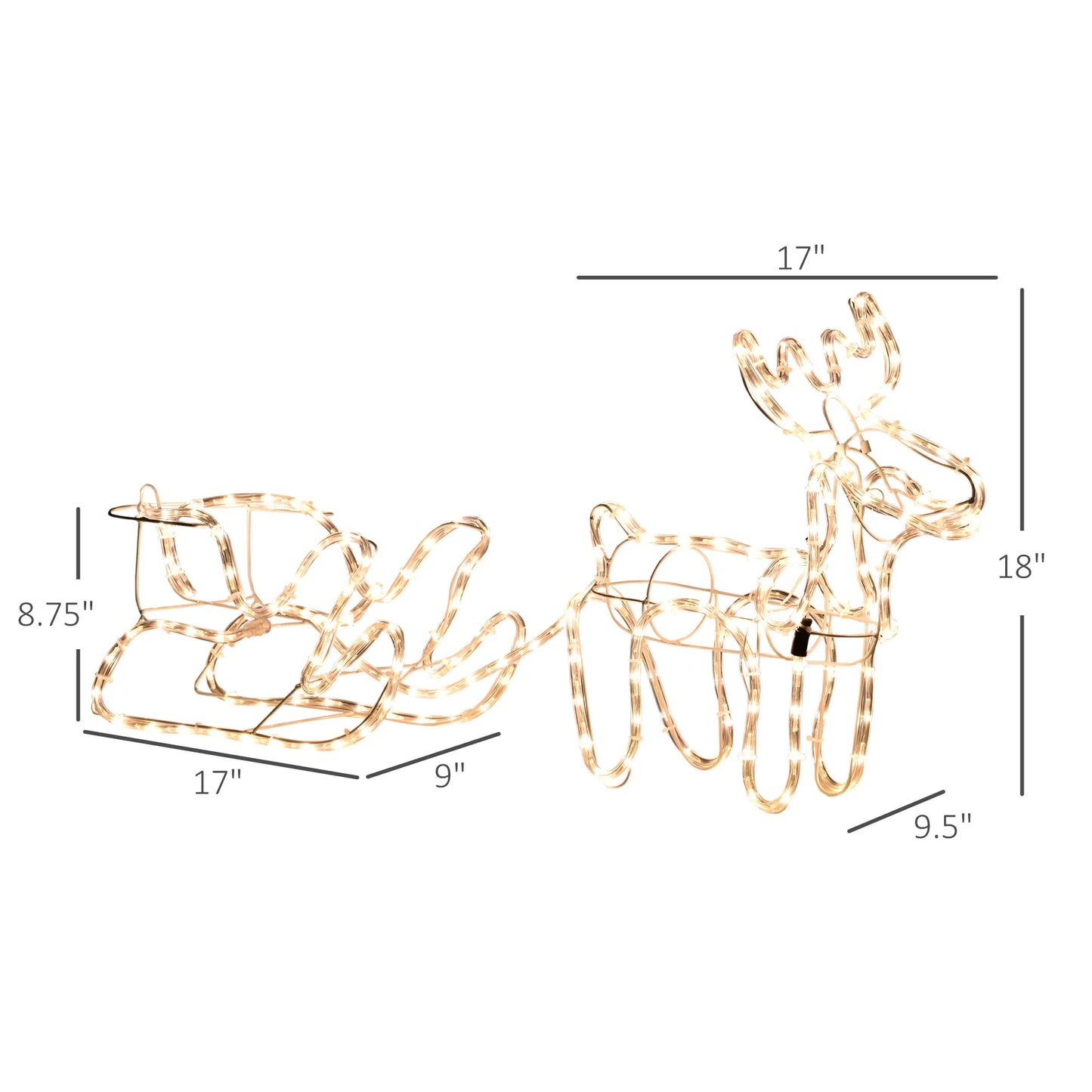 Christmas Reindeer And Sleigh Yard Decoration With LED Lights