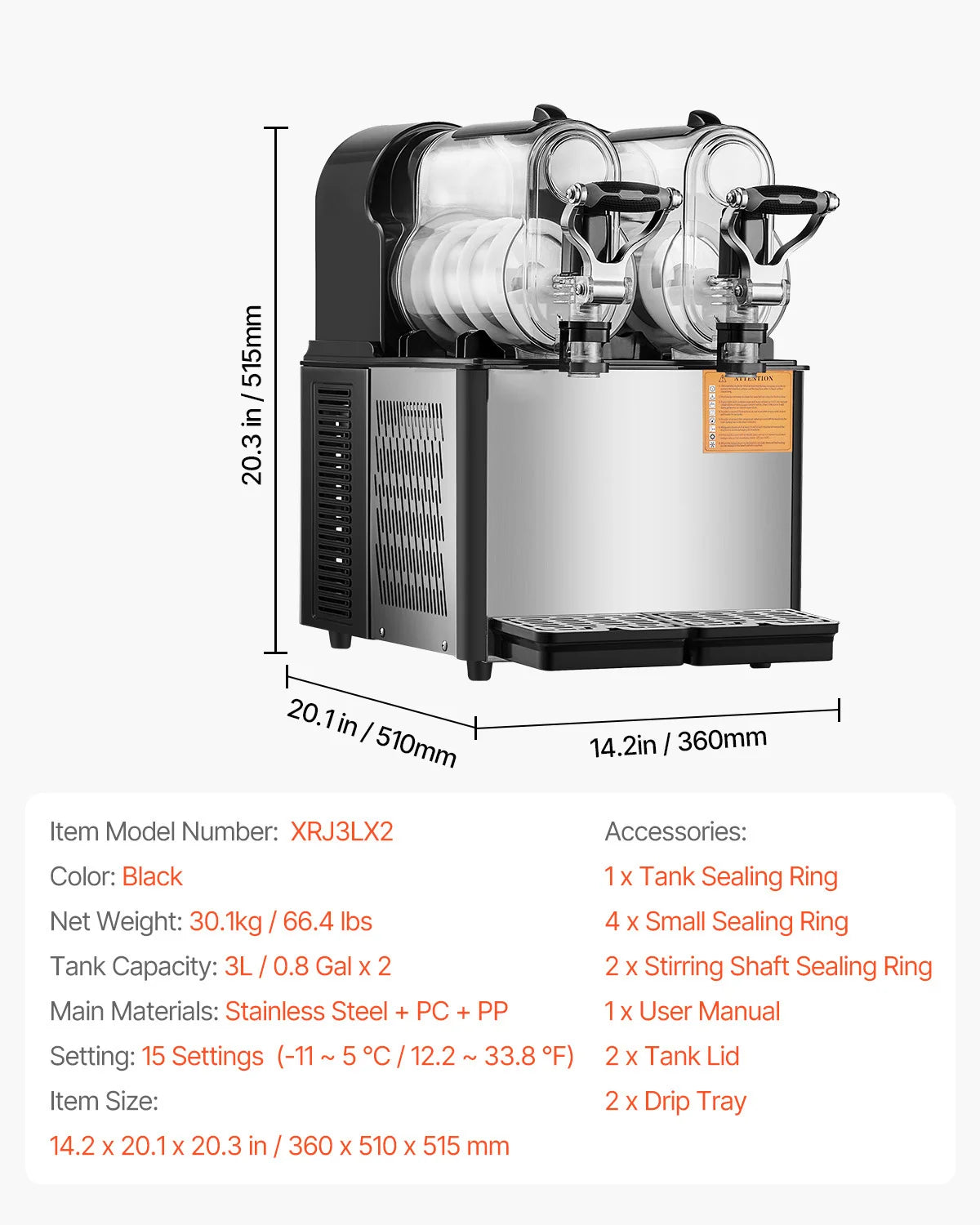 SucceBuy 3-36L Commercial Slushy Machine 1-3 Tanks Stainless Steel Margarita Smoothie Frozen Drink Maker for Home Restaurants