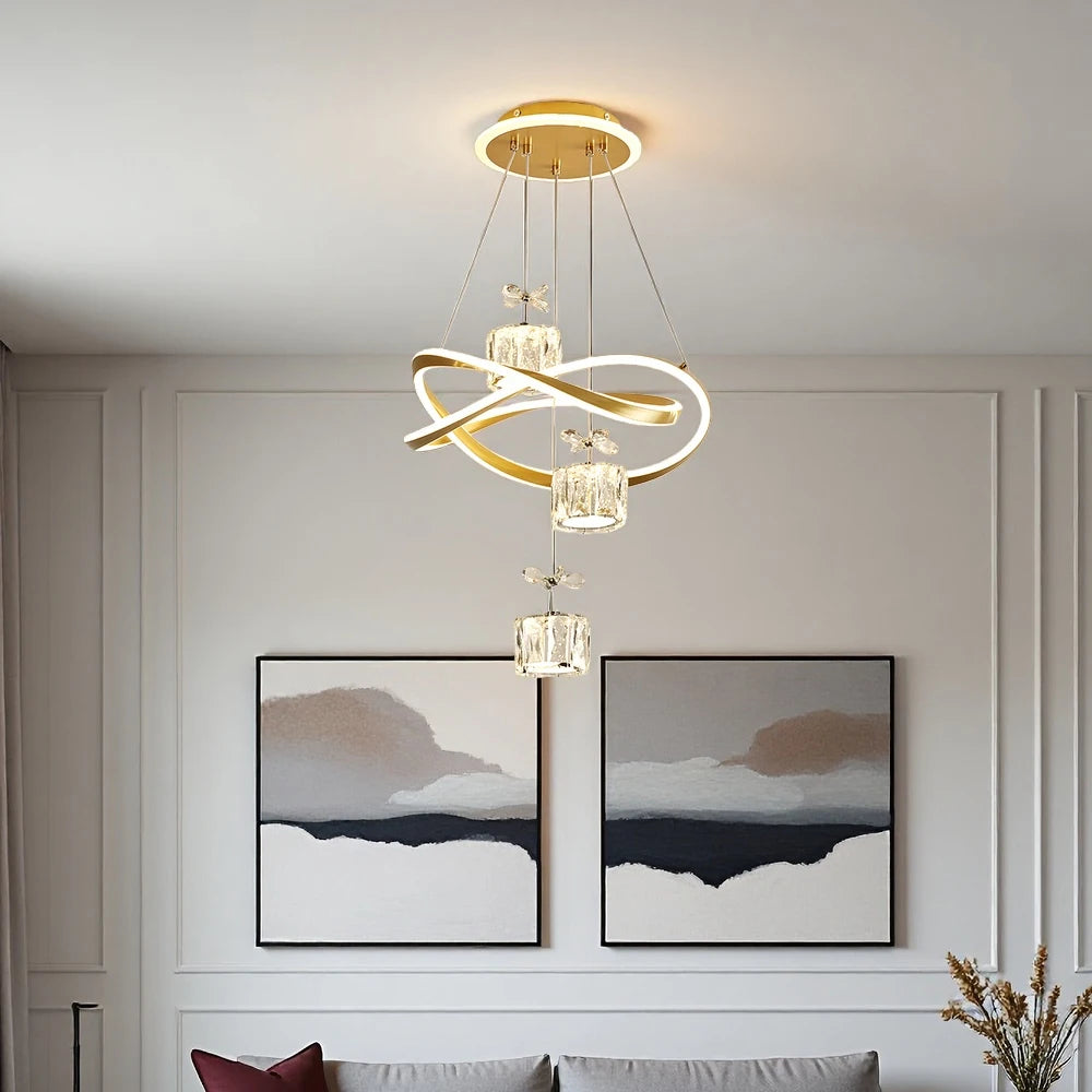LED Pendant Light With Crystal Lampshade And Backlit Base