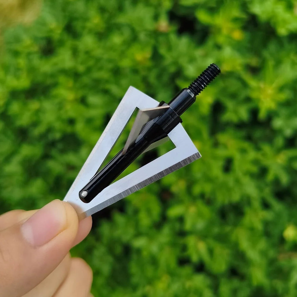 Blade Arrowheads 12pcs 120grain Screw-in Broadheads Made of Durable Aluminum and Steel Sharp Corrosion-Resistant Tips for DIY Arrow Shaft Compound Recurve Bow Hunting Shooting Target Practice Outdoor Archery Accessories
