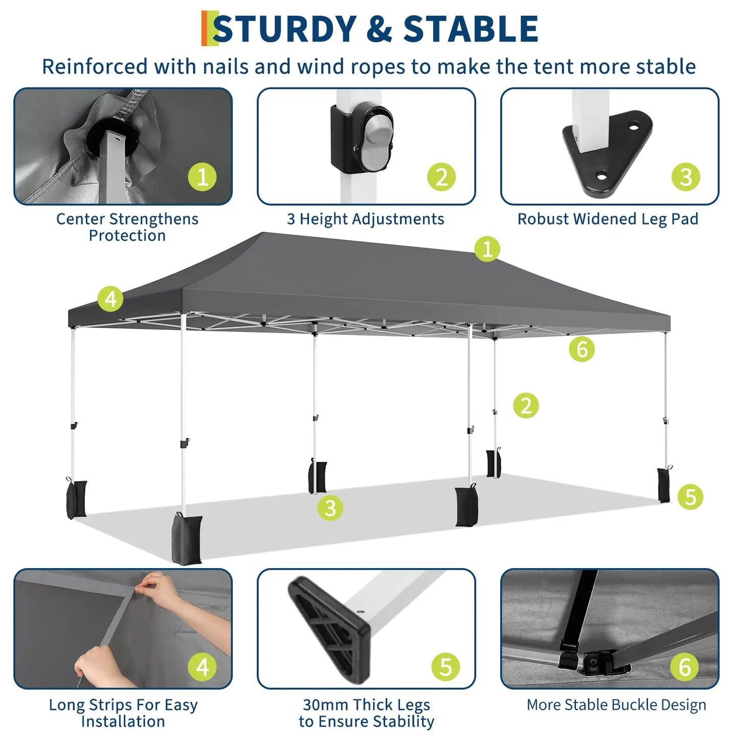 Heavy Duty Pop Up Event Tent With Five Detachable Sidewalls
