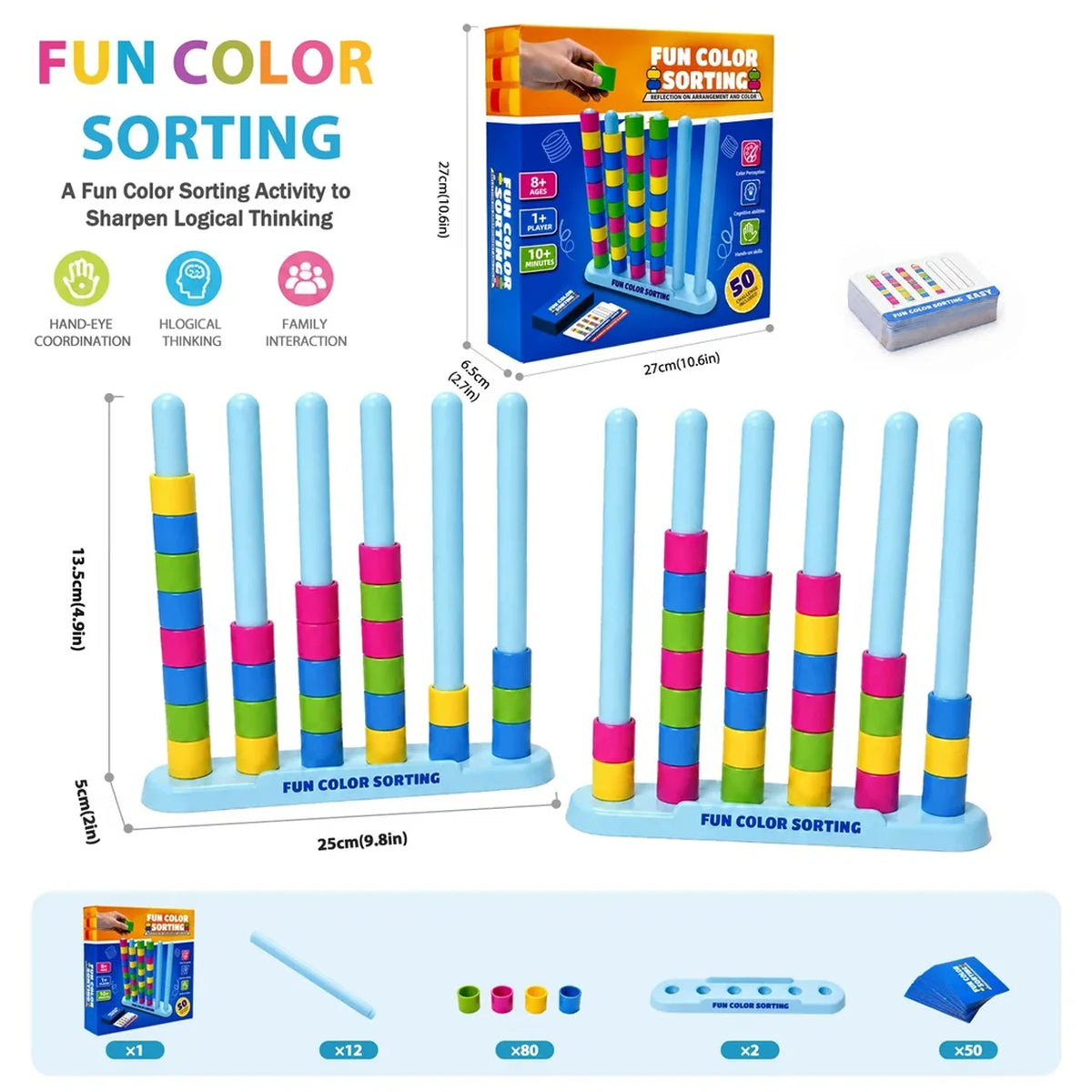 Color Stack Challenge Game Creative Matching Card Puzzle Toy