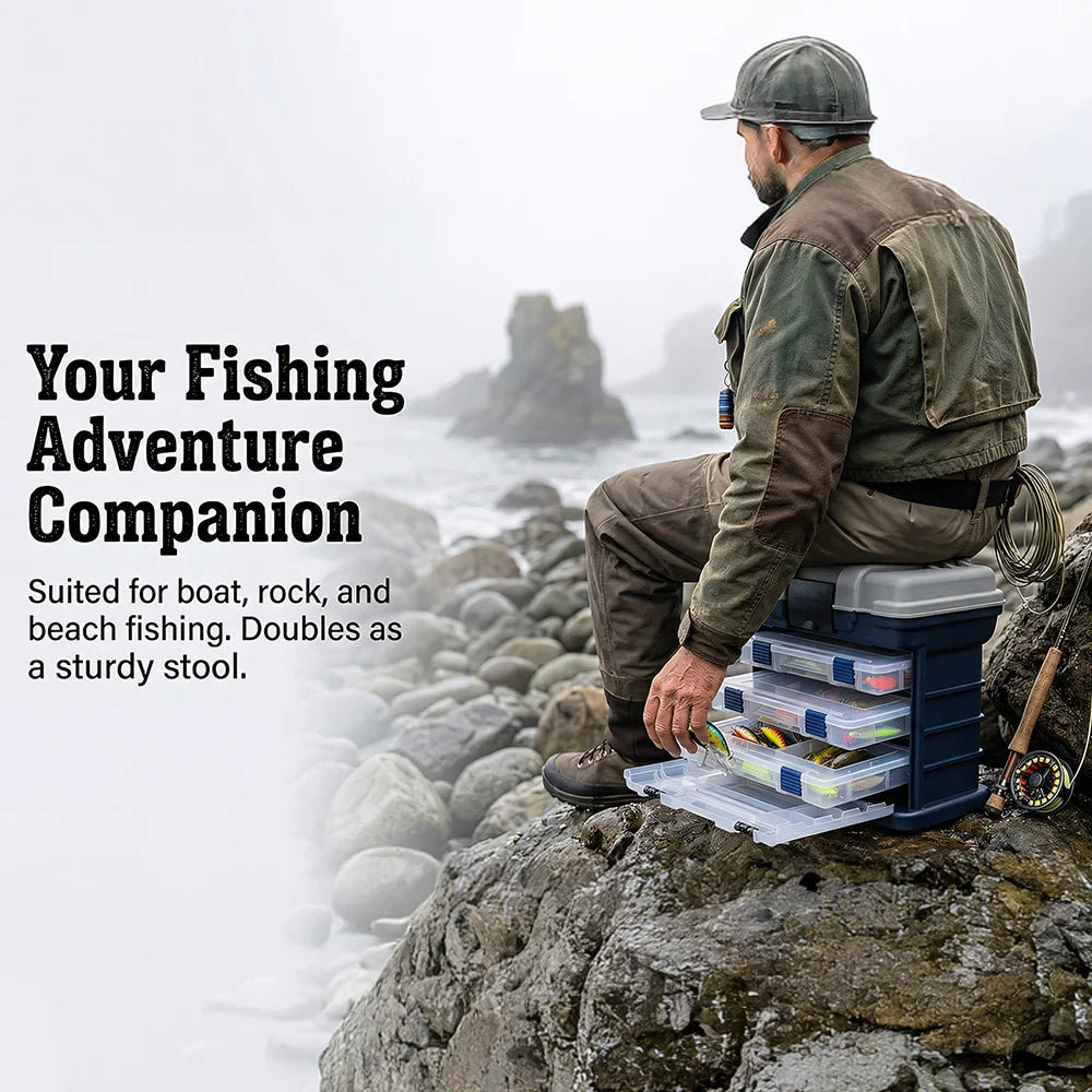 Portable Fishing Tackle Box Kit With Pliers And Dividers