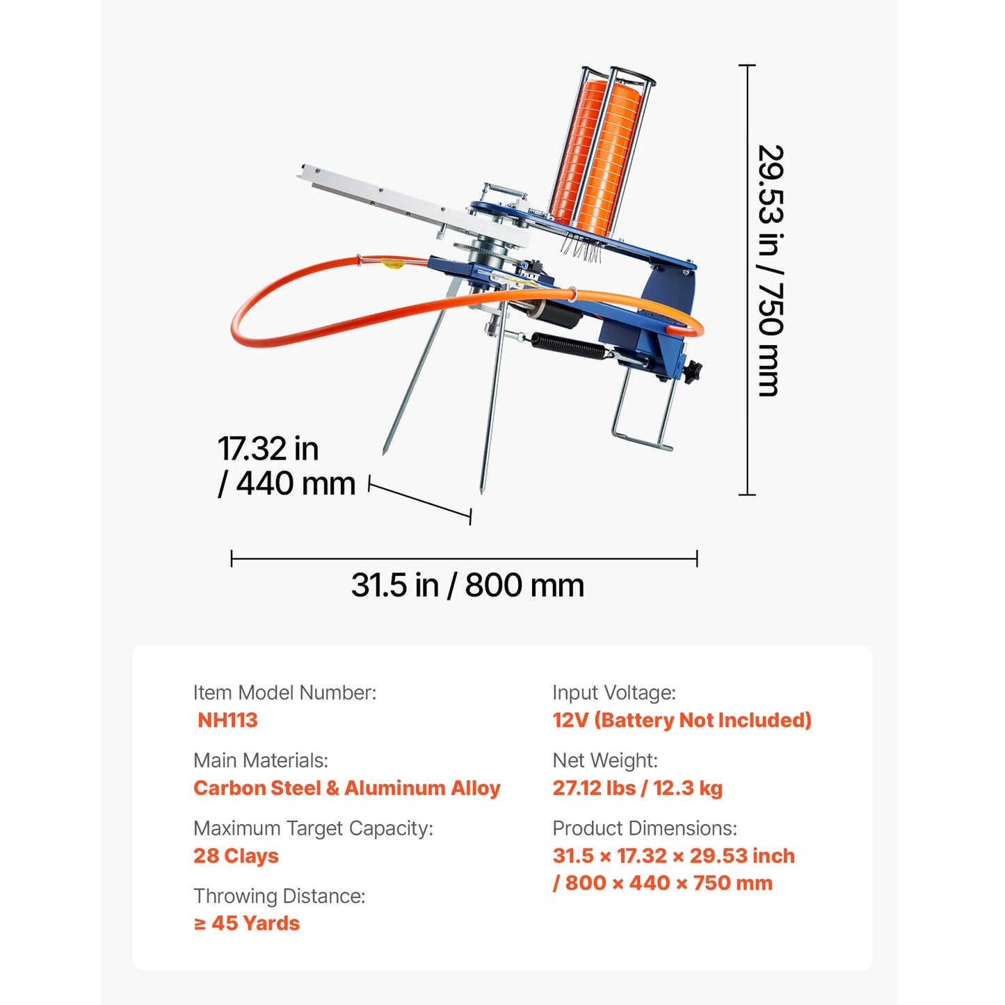 SucceBuy Clay Target Thrower Max 28/50 Clays Pigeon Thrower with Adjustable Angle & Foot Pedal for Clay Throwing Shooting Sports