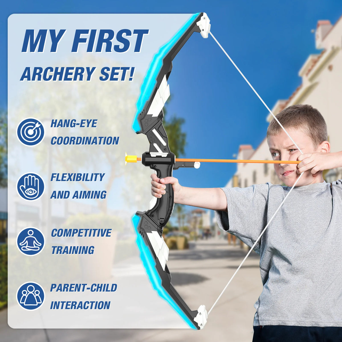 Bow and Arrow for Kids, LED Light Up Archery Set with 12 Suction Cup Arrows, 1 Standing Target, 3 Score Targets & 1 Quiver, Indoor Outdoor Sport Gifts for Boys Girls Ages 3+,Birthday Halloween Christmas Gift