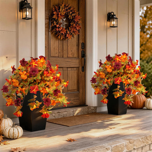 Olitree Artificial Fall Morning Glory Plants In Decorative Pot