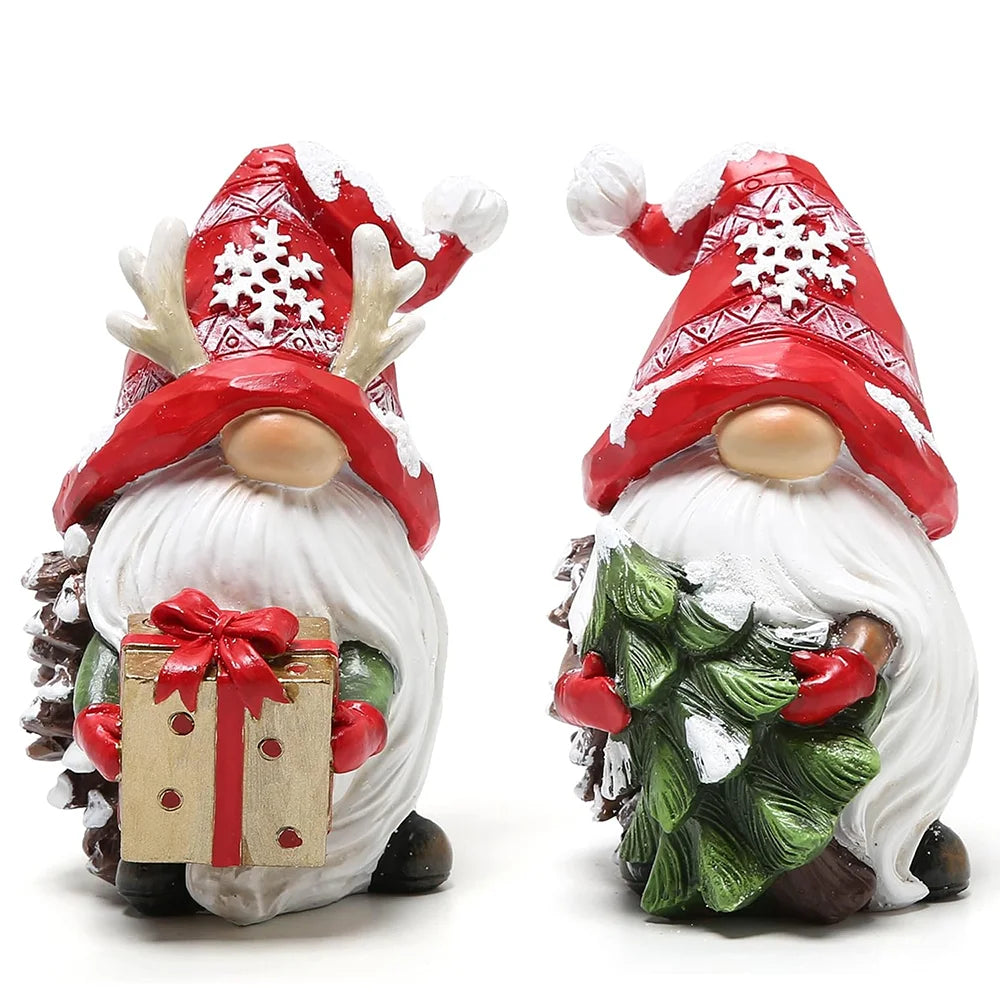 Hodao Nordic Resin Christmas Gnome Figurine Set Tabletop Decor
