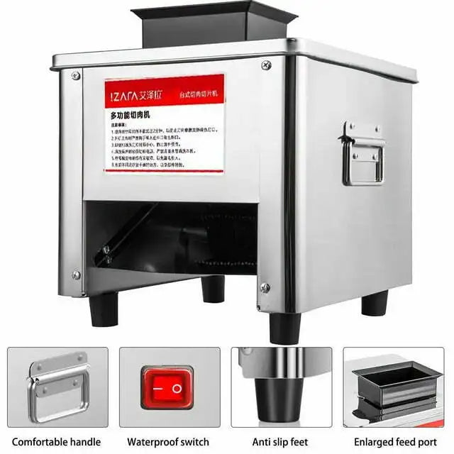 Commercial 850W Electric Meat Slicer Stainless Steel Kitchen Cutter