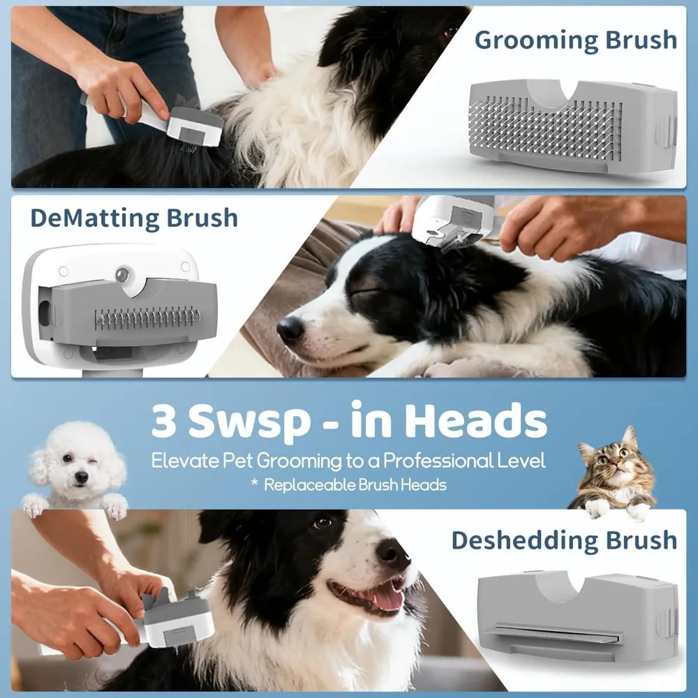 Dog Grooming Vacuum with 2L Dust Cup & 13000Pa Suction, 5-in-1 Low Noise Pet Grooming Kit with