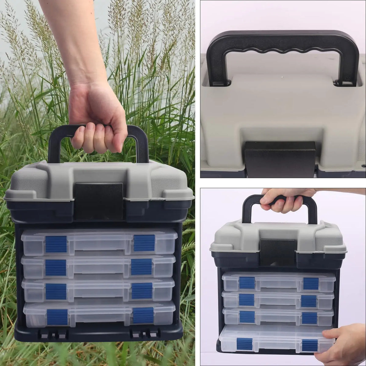 Portable Fishing Tackle Box Kit With Pliers And Dividers