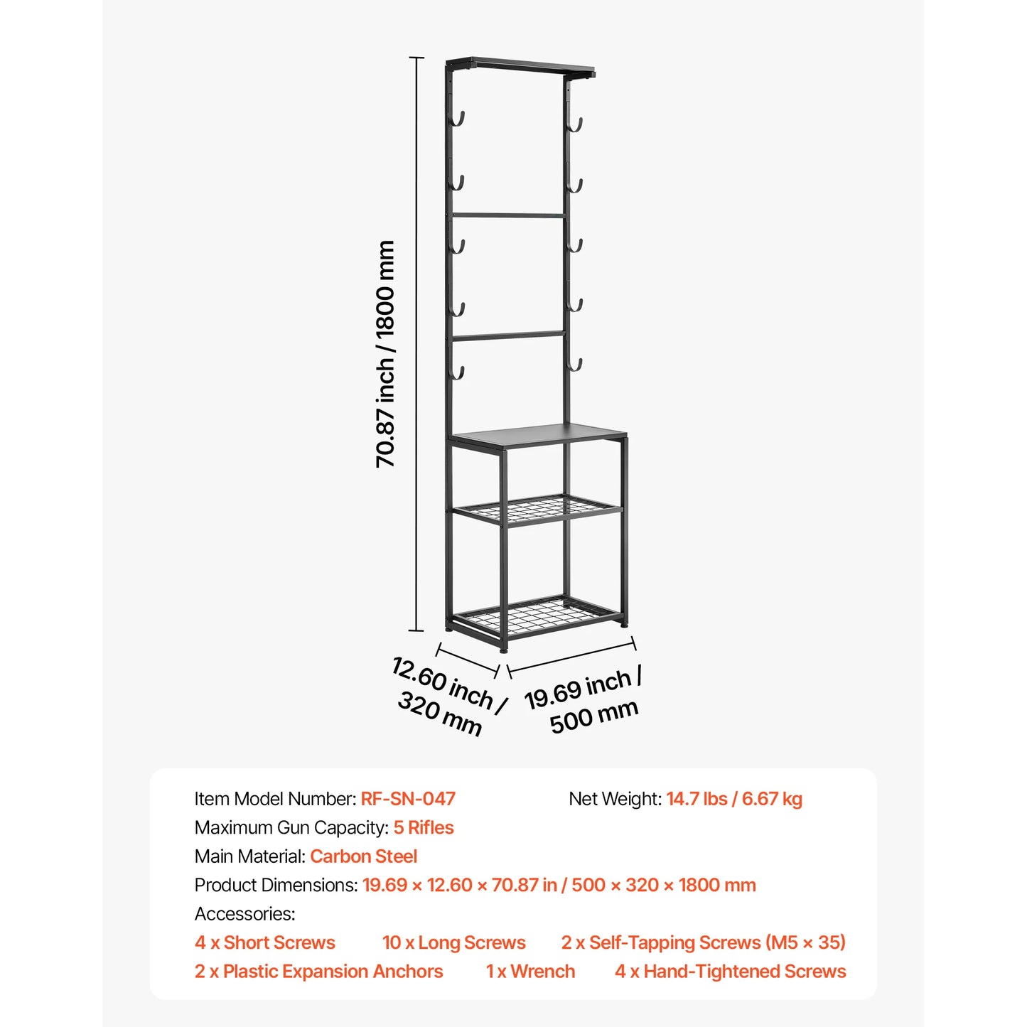 SucceBuy Steel Freestanding Gun Rack With Storage Shelf Display Stand