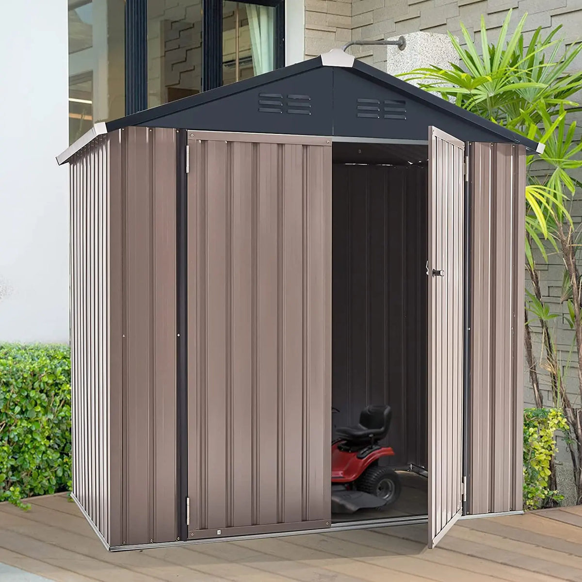 Outdoor Plastic Storage Shed With Lockable Door For Yard Patio