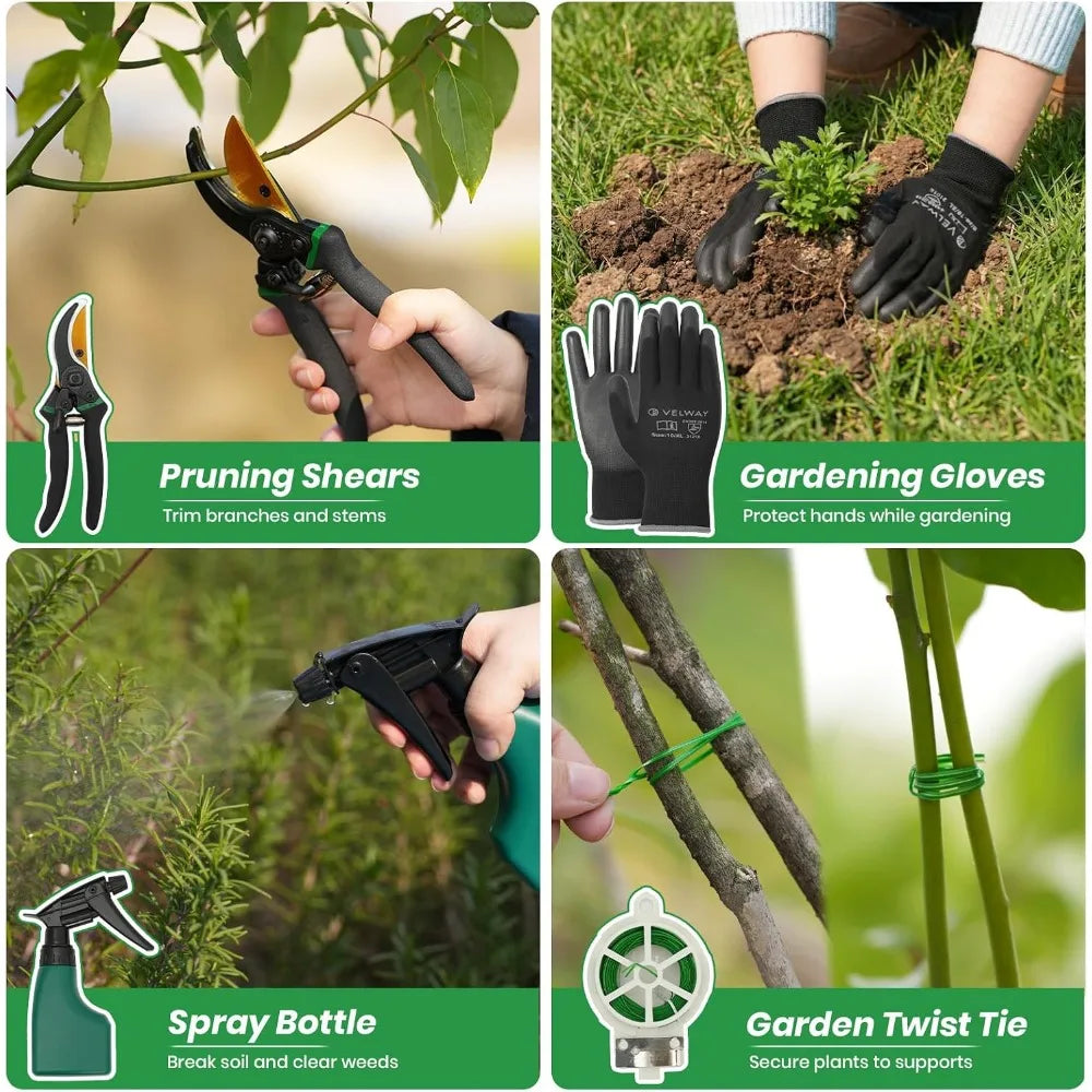 11-Piece Heavy Duty Garden Tools Set with Ergonomic Handles | Rust-Proof, Carry Bag – Ideal Gardening Gift for All