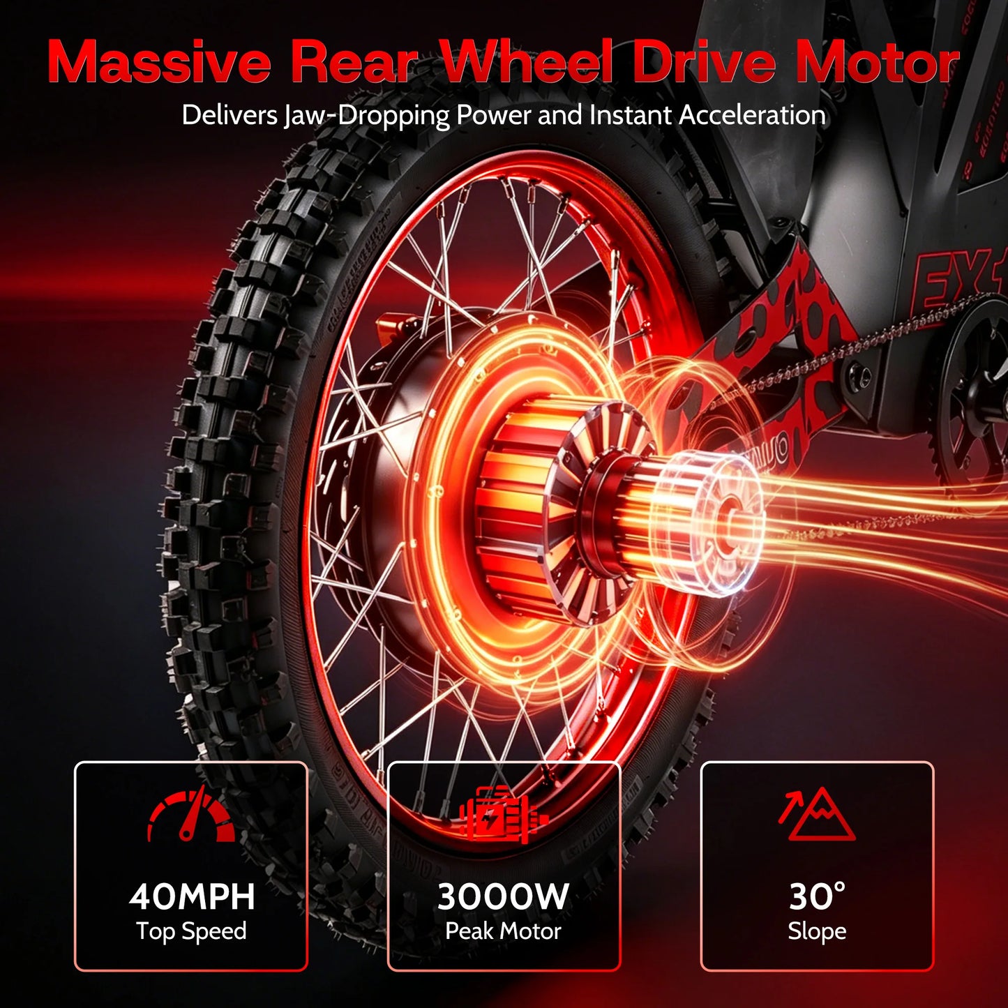 Electric Dirt Bike, 3000W 40MPH Electric-Motorcycle with 48V25AH Battery Ebike, Hydraulic Brakes & Full Suspensions Mountain Off-Road E Dirt Bike,for Teens & Adults