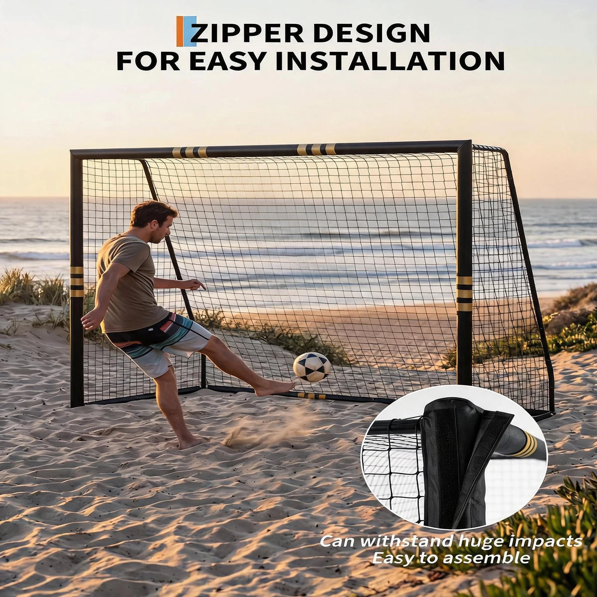 HiMiss Heavy Duty Portable Soccer Goal For Backyard Training