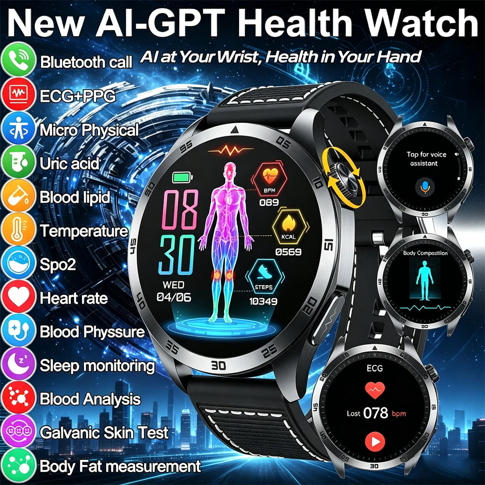 Advanced Health Smart Watch With Ecg Ppg Blood Pressure Tracking
