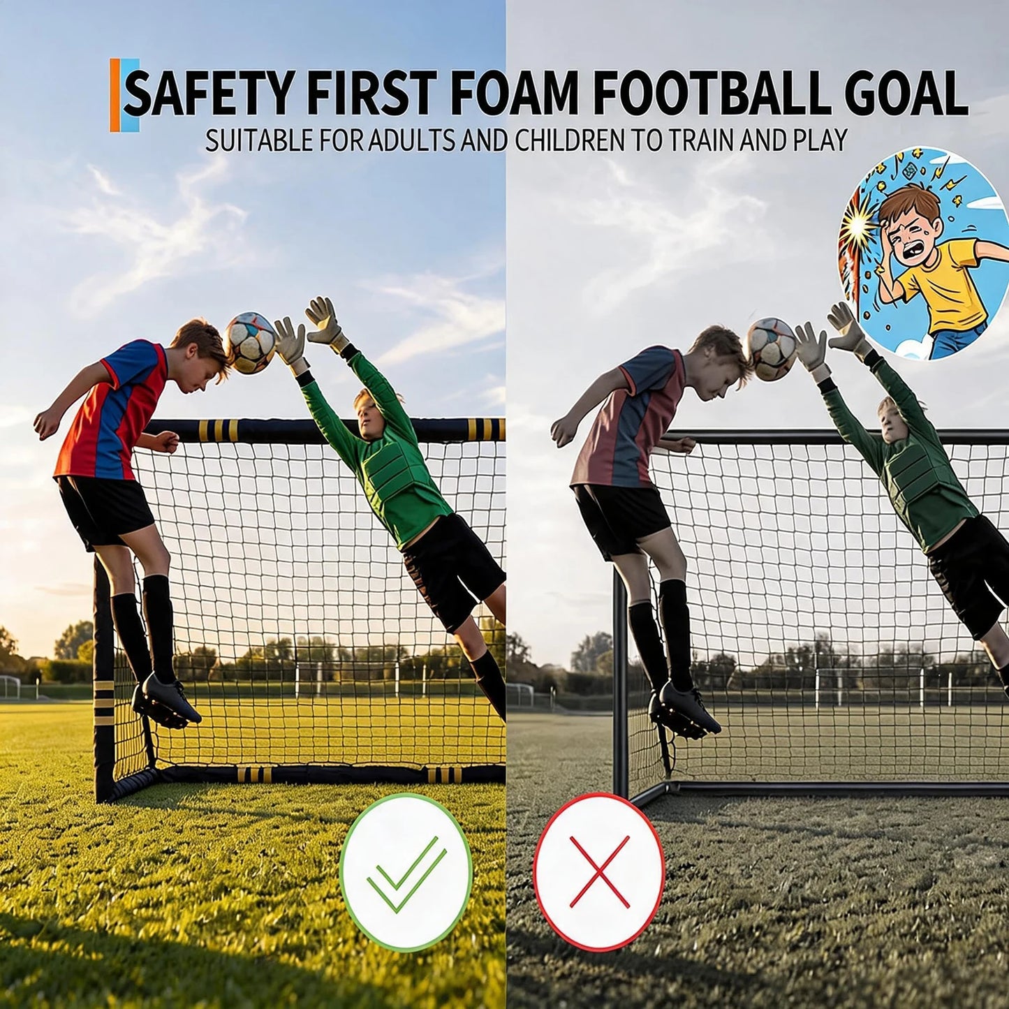 HiMiss Heavy Duty Portable Soccer Goal For Backyard Training