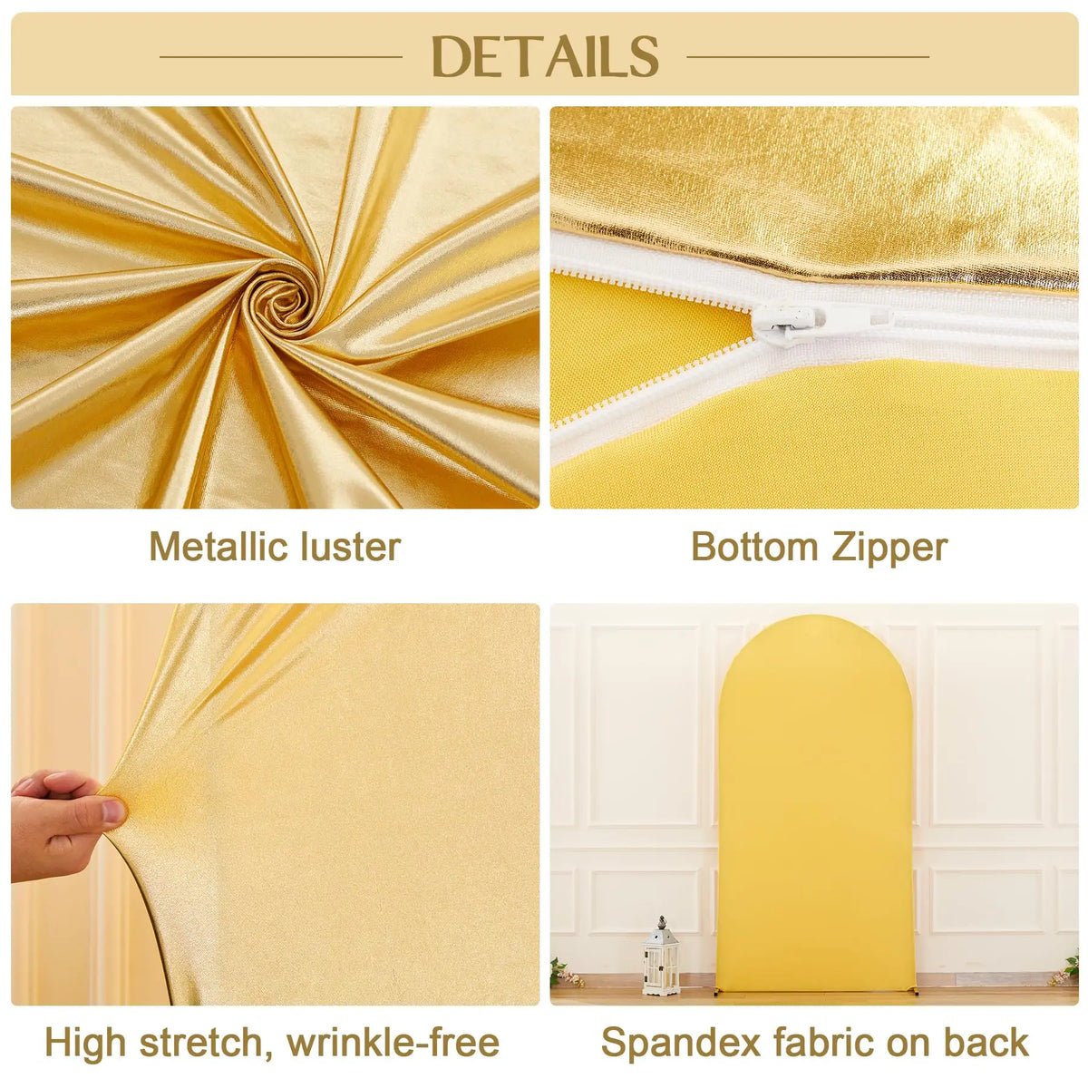Glitter Spandex Wedding Arch Cover for Ceremony and Event Decor