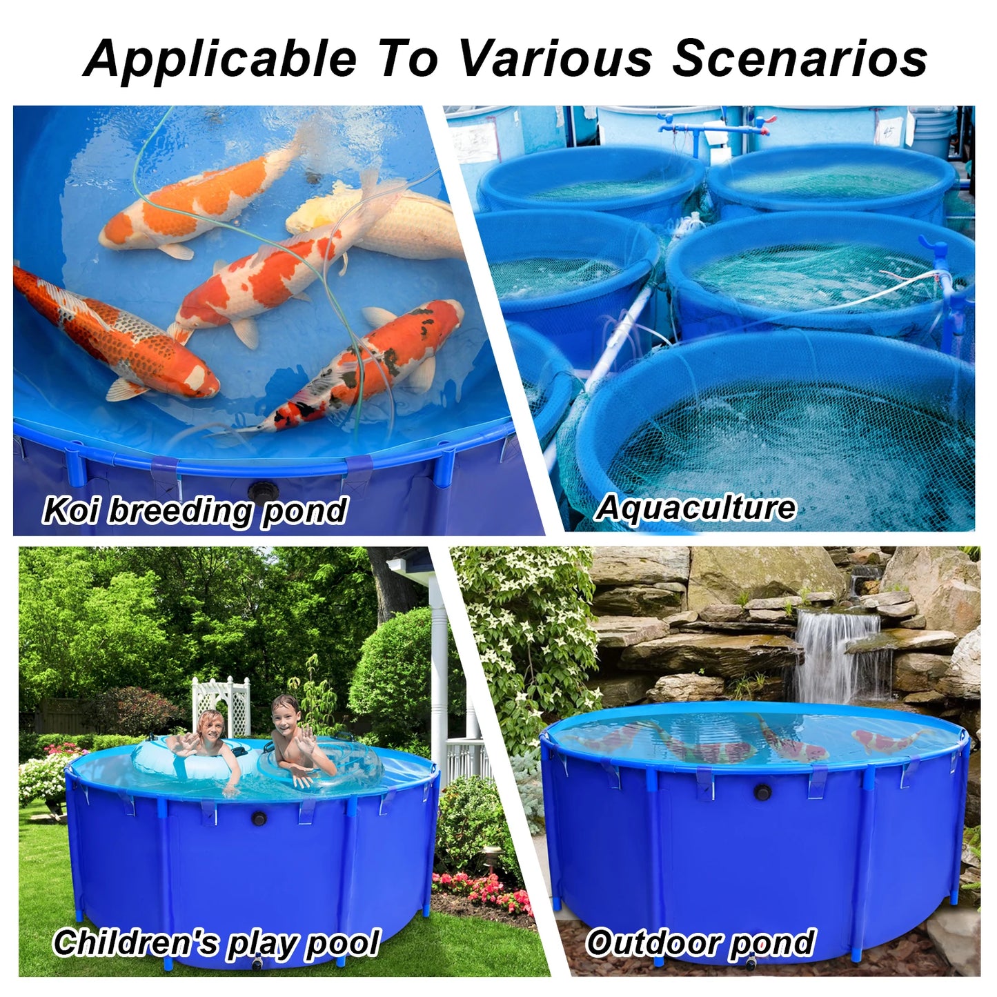 Portable Foldable PVC Fish Pond With Metal Frame Stand