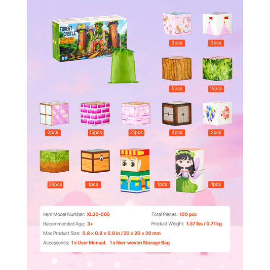 SucceBuy Princess Castle Magnetic Building Cubes For Kids
