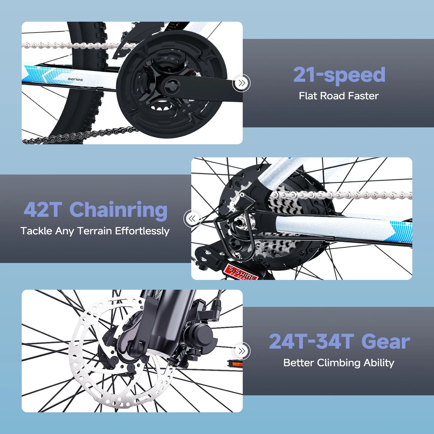 QNUT 1000W Peak Electric Mountain Bike With 10Ah Removable Battery