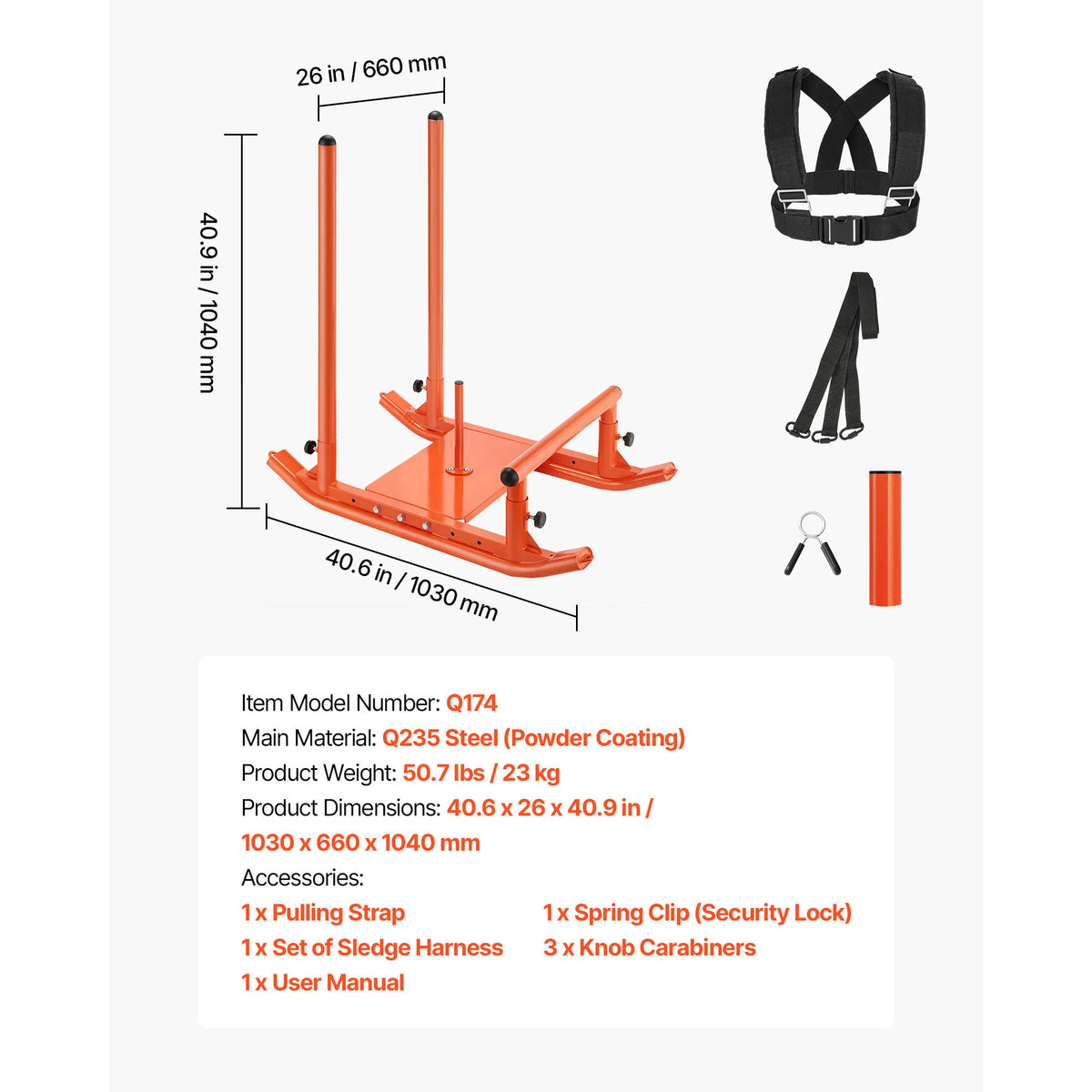 Steel Weight Sled With Handle For Fitness Training And Conditioning