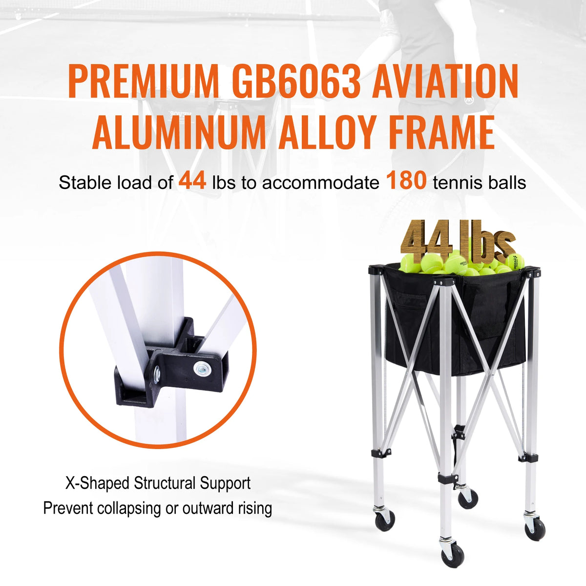 Vevor Foldable Tennis Ball Cart With Wheels For Training