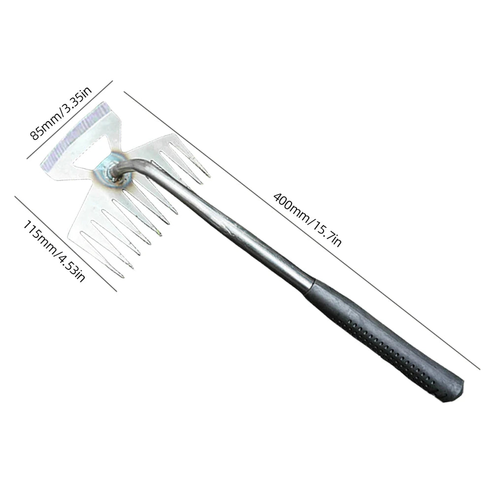 Multifunctional Garden Rake Manganese Steel Hand Weeder Rake Agricultural Weed Puller Shovel Grass Rooting Soil Loosening Tool