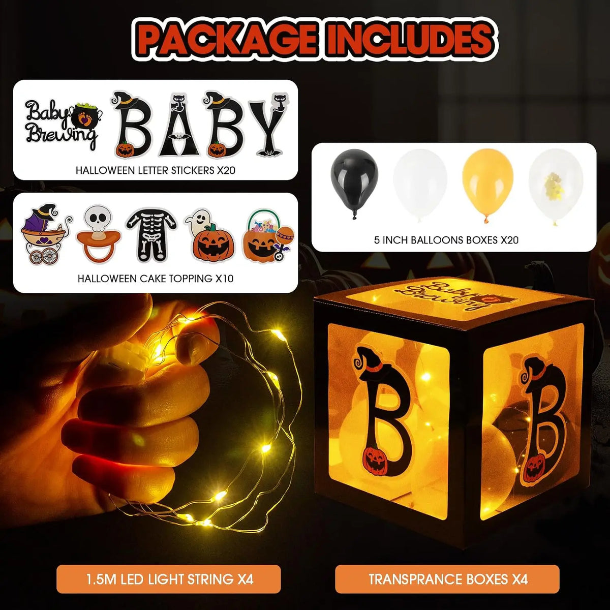 Transparent Balloon Boxes With LED Light Strings Party Decoration