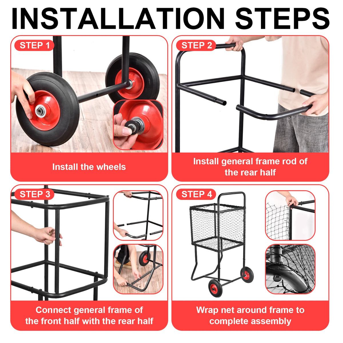 Durable Rolling Baseball Softball Storage Cart With Wheels