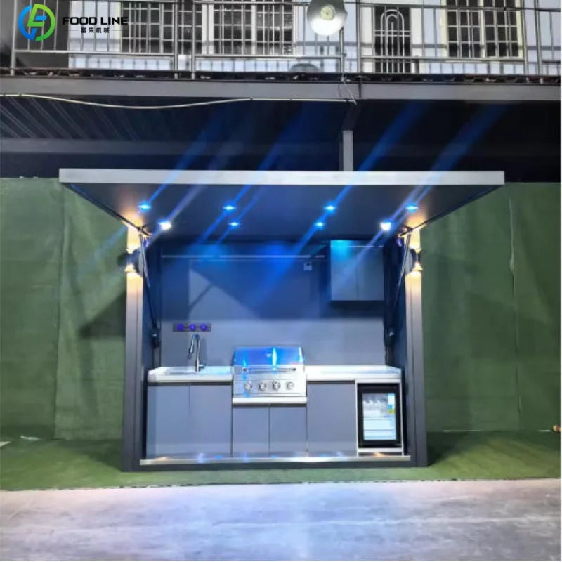 Outdoor Patio Kitchen BBQ Combo Weatherproof Storage Cabinet Stainless Steel Modular All in One Garden Backyard Customized