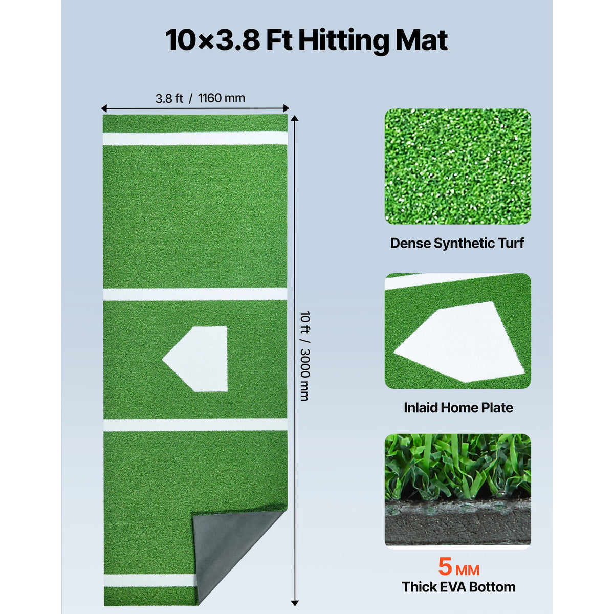 SucceBuy Portable Baseball Hitting Mat With Softball Practice Home Plate