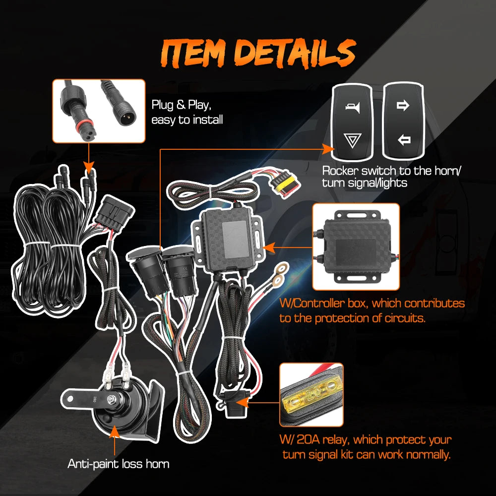 Universal Pre Wired UTV Turn Signal Kit With Rocker Switch