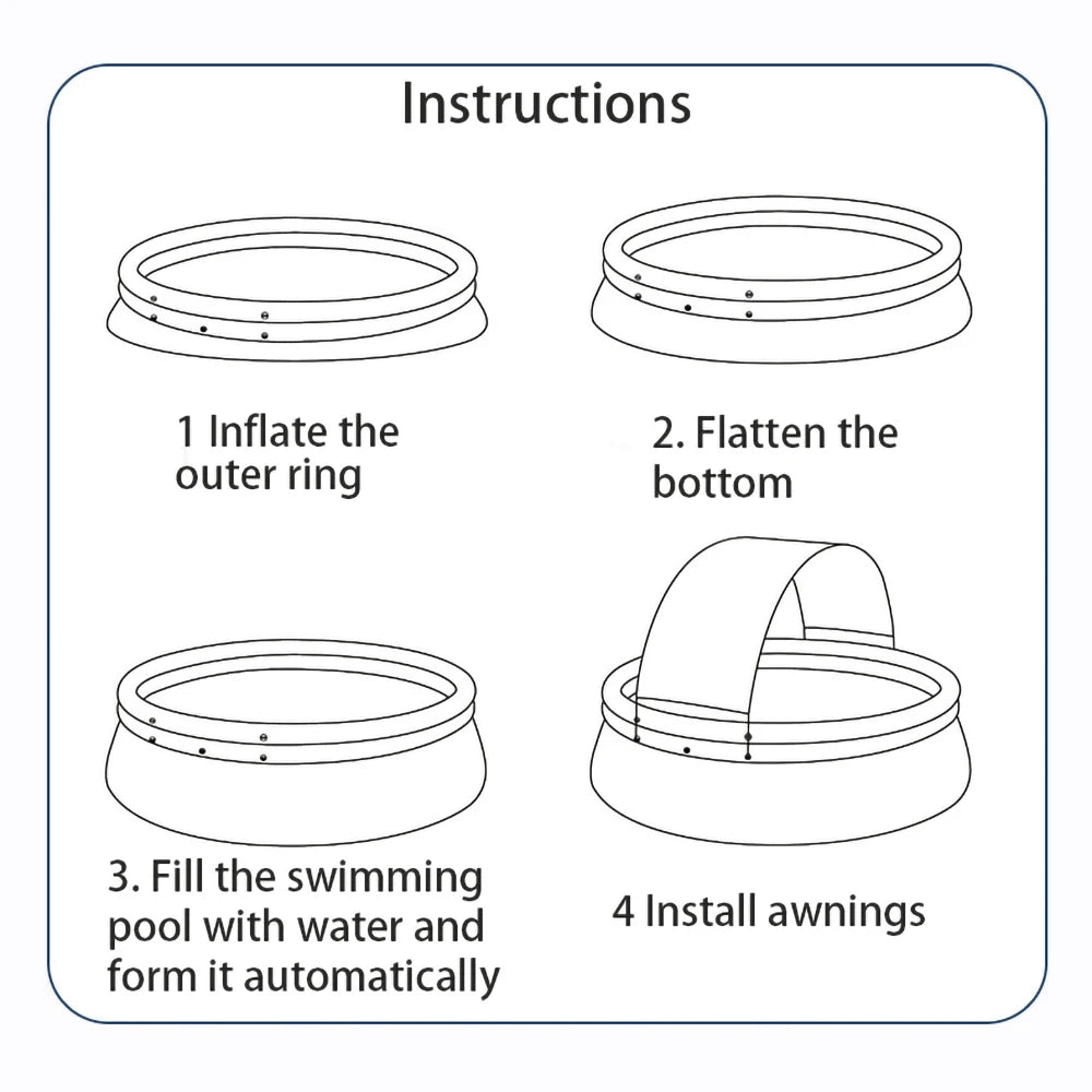 Outdoor Inflatable Swimming Pool Large Foldable Frame Pools for Family Thickened Wear-Resistant Outdoor Party Non-Inflatable Water Games 141 in*29.9in
