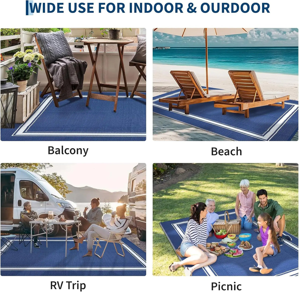 Garvee Soft Waterproof Non Slip Polyester Outdoor Area Rug