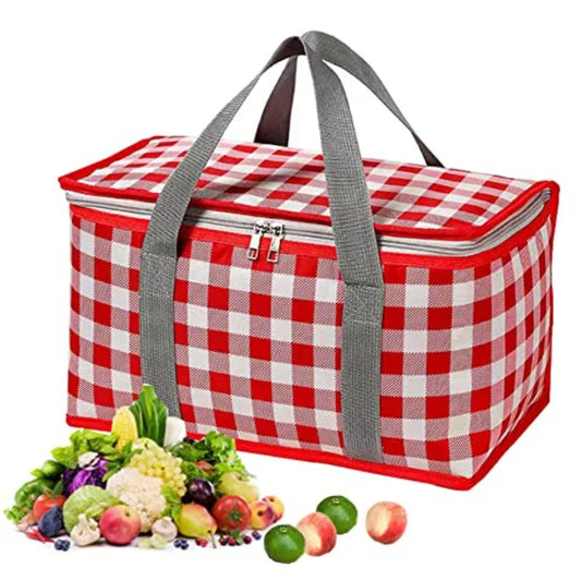Insulated Picnic Cooler Bag - Zippe Top, Keeps Hot or Cold - Perfect for Picnics, Beach, Food Delivery and Outdoor 13.8x7.9x7.9