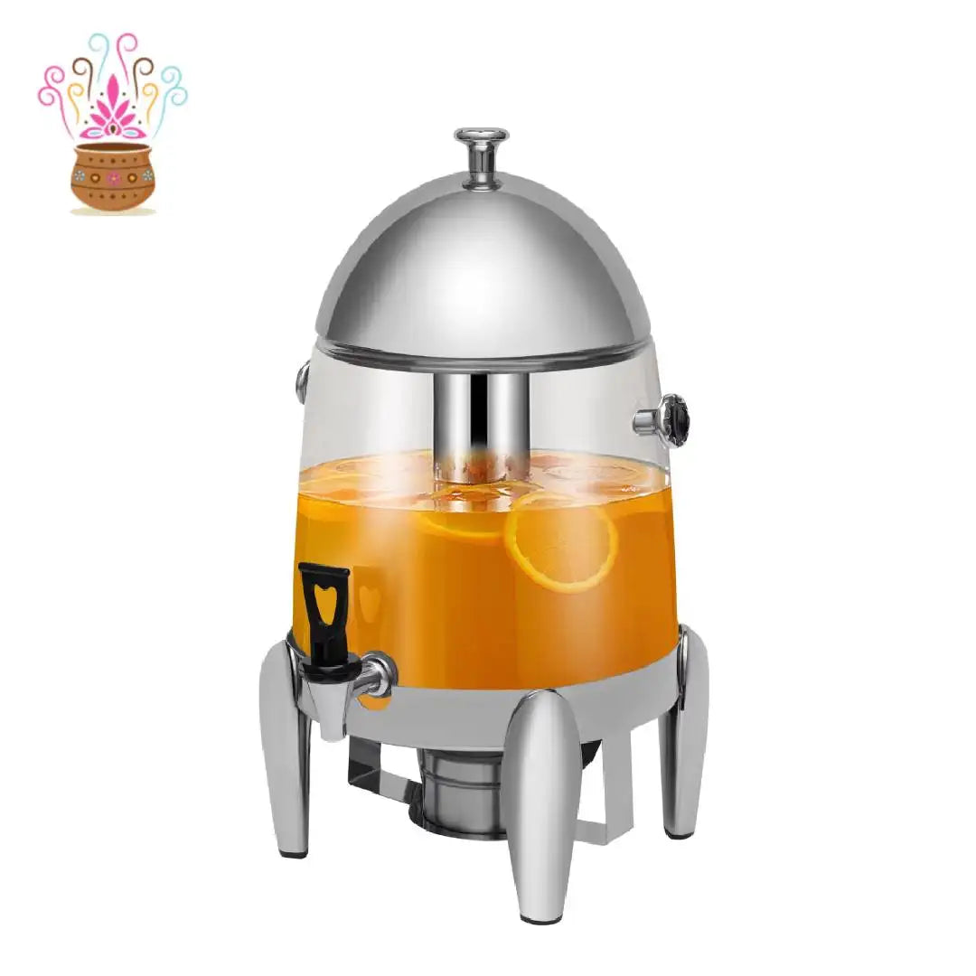 12L Hot Cold Beverage Dispenser, 110V 400W PC Transparent Juice Urn Dual Heating Mode Ice Cooling Tube Anti-slip Stainless Base For Cafe Restaurant Drink Serving