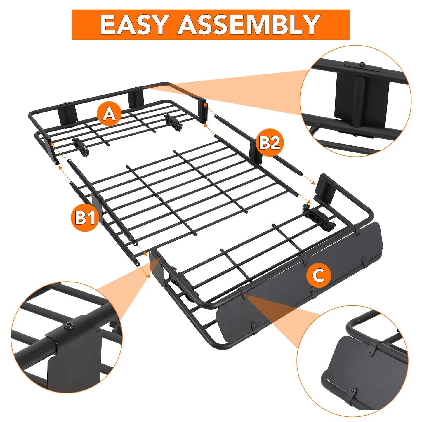 HiMISS Steel Roof Rack Basket Cargo Carrier Adjustable Universal